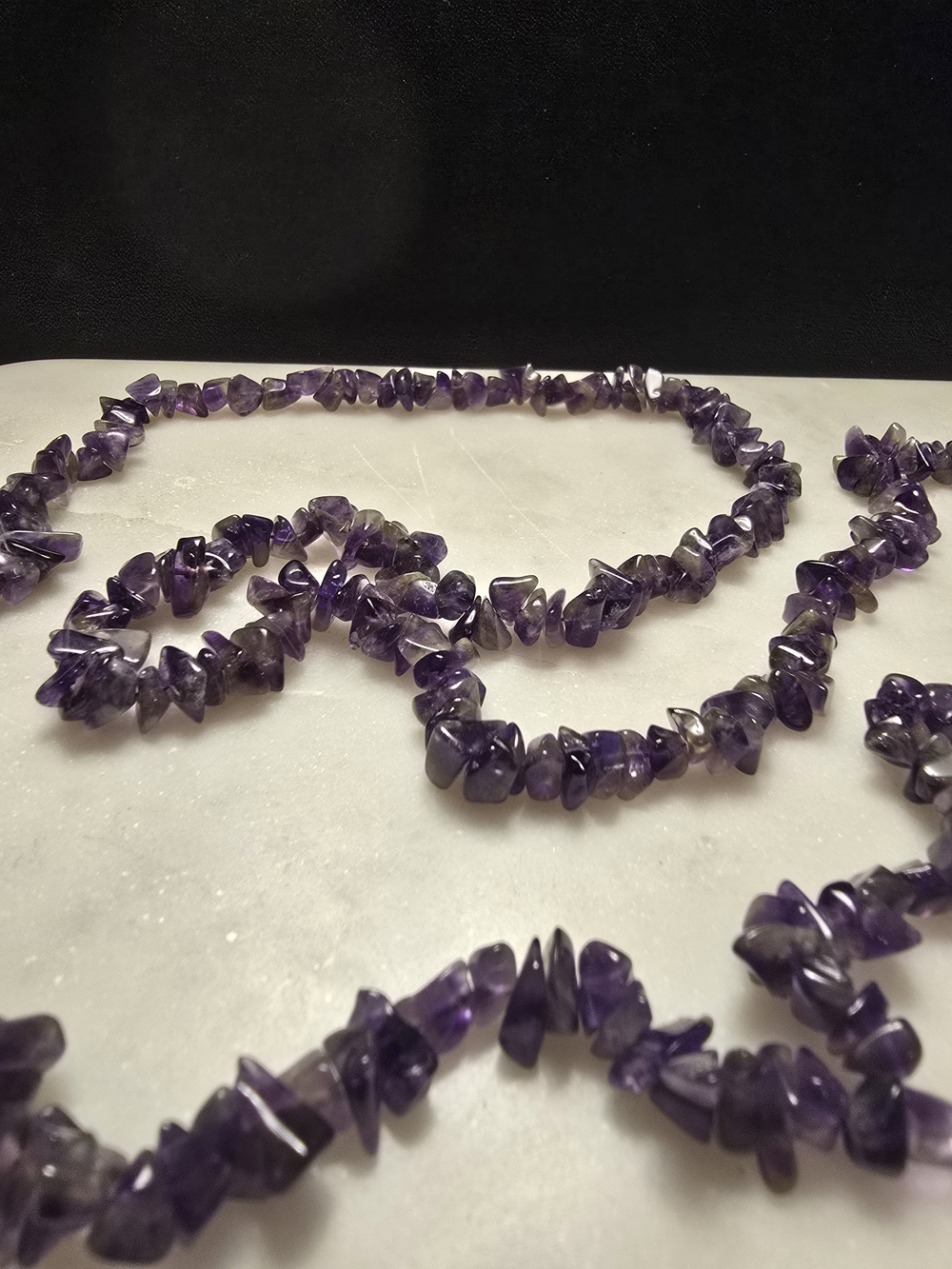 36" Amethyst Chip Bead Necklace - Purple Gemstone Strand